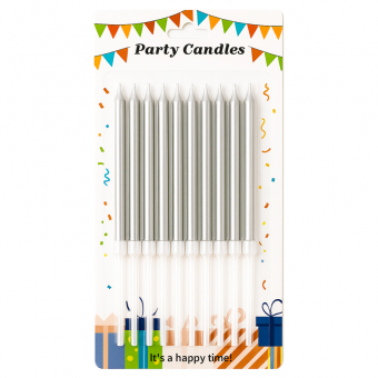 Купить Набор свечей в торт 10см.10 шт/уп.(серебро) оптом